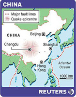China earthquake map