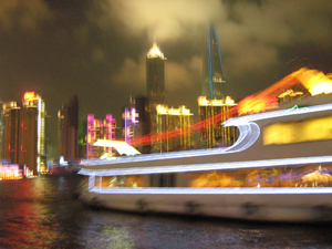 Scenic boat tour at night