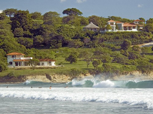 Breaking surf along the beach